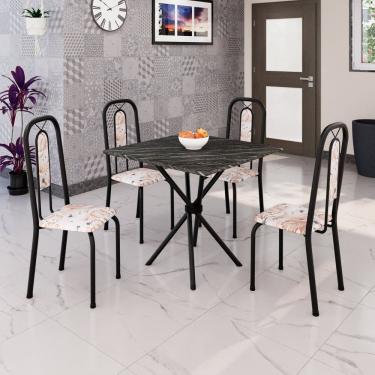 Imagem de Conjunto Sala de Jantar com 4 Cadeiras Lívia Bege / Preto