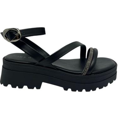 Imagem de Sandália Feminina Casual Dia a Dia Passeio Com Strass Plataforma Tratorada Ramarim 2538205