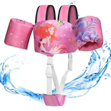 Imagem de Kulahlik Colete de natação infantil, boias infantis para meninos e meninas de 10 a 29,9 kg, colete de natação infantil com alça na virilha e arnês de ombro, asas de braço para bebês de 1 2, 3, 4, 5, 6