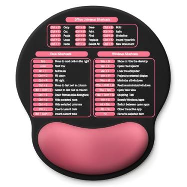 Imagem de Mouse pad com descanso de pulso - suporte ergonômico de espuma de memória, lençol pequeno e fofo Excel com atalhos para Windows e escritório, base de PU antiderrapante, para computador, mesa, laptop