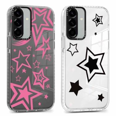 Imagem de RUMDEY Pacote com 2 capas para celular com estrelas fofas para Samsung Galaxy A56 de 6,7 polegadas, design de estampa de moda estética, macia, fina, antiamarelamento, à prova de choque, TPU bumper
