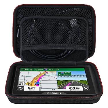 Imagem de Elonbo Estojo De Transporte Gps Para Garmin Drive 51/52/53 5 A 5,5", Drivesmart 55, Zūmo Xt, Dezl Otr500, Sistema Navegação Zumo 396 Lmt-S, Bolso Extra Malha Carregador Carro E Cabo Usb, Preto