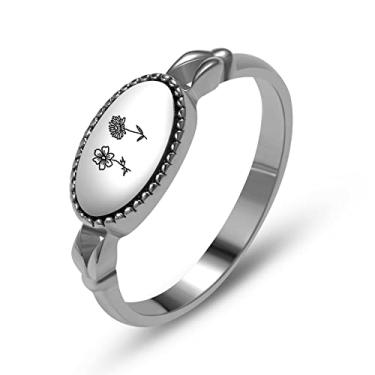 Imagem de AREH Anel de flor de nascimento personalizado mês de nascimento anel floral personalizado gravado delicado joia delicada presente para mãe, dama de honra, melhores amigas, 7, Metal não precioso, Sem