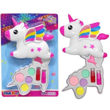 Imagem de Estojo de Maquiagem Infantil Unicórnio com Anvisa Brinquedo com Batom 