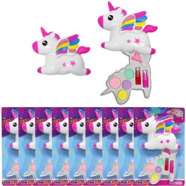 Imagem de Kit 10 Estojos de Maquiagem Infantil Unicórnio Brinquedo Atacado Lembr