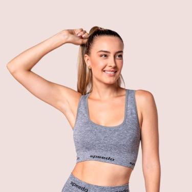 Imagem de Top Feminino Speedo Canelado Ideal Para Exercícios, Mescla, P