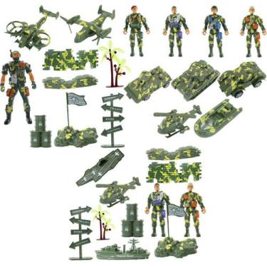 Imagem de Kit brinquedos veículos militares Soldados miniatura 35 Pçs - GiciKids