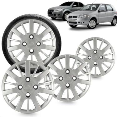 Imagem de Kit 4 Calotas Palio Siena 09 A 10 Aro 14 Prata Cubo Baixo Grid