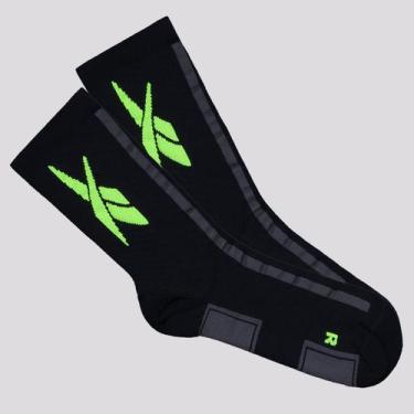 Imagem de Meia Reebok Cano Alto Performance Preta e Verde, 35-38