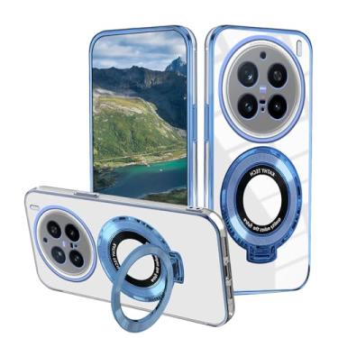 Imagem de Wousunly Capa compatível com vivo X200 Ultra com suporte magnético, para celular vivo X200 Ultra, acessórios transparentes de silicone, capa protetora original de luxo à prova de choque (azul)