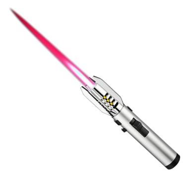 Imagem de Isqueiro de tocha grande, isqueiros de butano à prova de vento com chama ajustável, recarregável, chama de jato, trava de interruptor de chama, isqueiro frio para homens (gás não incluído) (Argent)