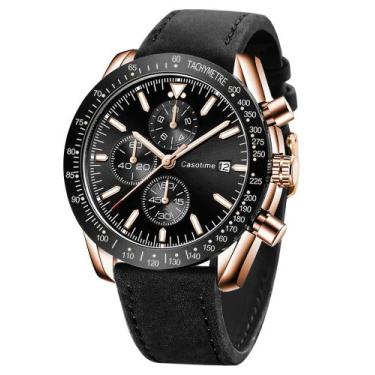 Imagem de Relógio Casotime Chronograph 30m com pulseira de couro impermeável
