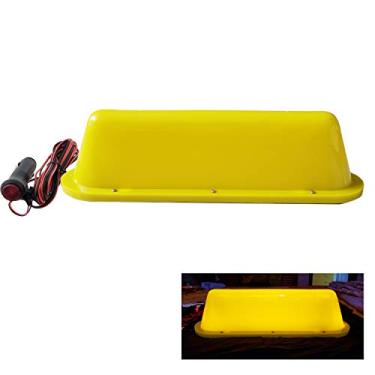 Imagem de keehui Carcaça amarela em branco com fita LED amarela 12V DC carro táxi táxi luz de sinalização magnética com cabos de alimentação de isqueiro de 3 m