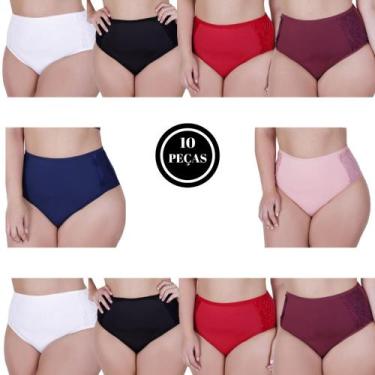 Imagem de Kit 10 Calcinha Plus Size Bella da Serra Tanga Hot Pant 46 48 50 52 54