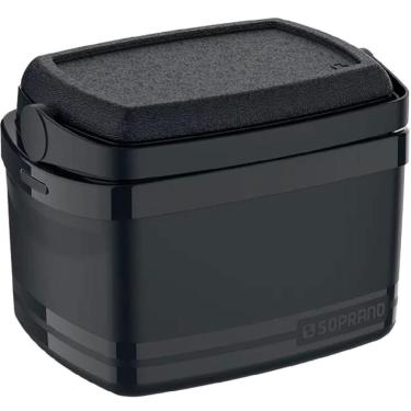 Imagem de Caixa Térmica Soprano 5L Preta com Alça Retrátil Porta Copos Bebidas Geladas Camping Praia