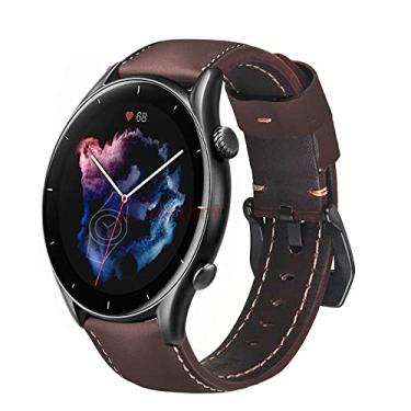 Imagem de Pulseira de Couro marca 123smart Compativel com GTR 47mm / GTR 2 / GTR2E / GTR 2E / GTR 3 / GTR3 Pro/Stratos 1 / Stratos 2 / Stratos 3 / Mi Watch