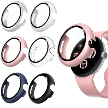 Imagem de WD&CD Pacote com 6 capas compatíveis com Google Pixel Watch 3 41 mm 2024, capa rígida de PC com protetor de tela compatível com Google Pixel Watch 3 de 41 mm 2024
