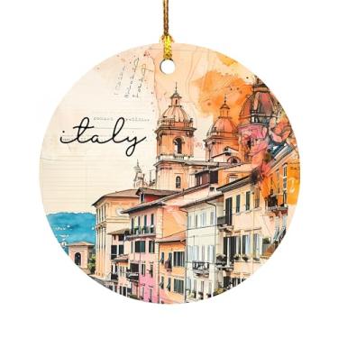 Imagem de Enfeite italiano de Natal para árvore, presentes de lembrança da Itália, enfeite de Natal, Florença Toscana Positano Sorrento Itália lembrança de viagem de cerâmica - BUON Natale Decorações (vila)