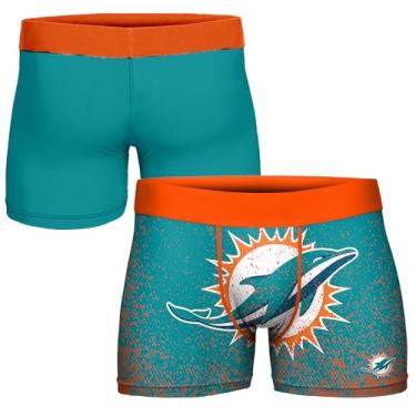 Imagem de FOCO Cueca boxer masculina NFL oficialmente licenciada pela cor do time com logotipo primário para fãs de futebol - Miami Dolphins - GG