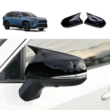 Imagem de TERDARAY Capa de espelho retrovisor lateral compatível com Toyota RAV4 2024 2023 2022 2021 2020 2019 espelhos retrovisores guarnição exterior acessórios de carro ABS 2 peças (estilo preto brilhante)