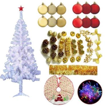 Imagem de Árvore De Natal 1,80m 320 Galhos Branca Completa Com 76 Enfeites Decor