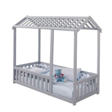 Imagem de Cama Casinha com Teto Montessoriano com Grade Bruna Maray - Atacadão M