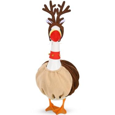 Imagem de JcHrmers Roupas de ganso para varanda de renas de Natal para gramado e ganso para decoração de arte de 58,4 cm e plástico de cimento para Natal, ao ar livre, jardim, quintal, pátio, estátua, arte