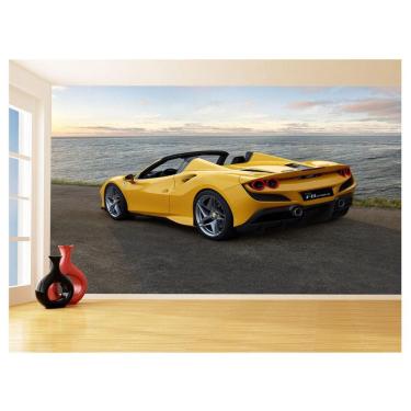 Imagem de Papel De Parede 3D Carro Ferrari Amarela Pista 3,5M Car148