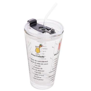 Imagem de Copo de vidro para drinks Menu com canudo 450 ml - Lyor 