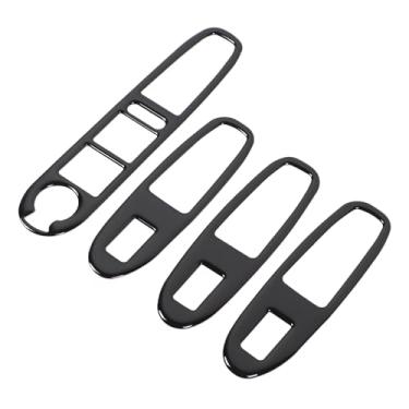 Imagem de Adesivo de moldura de botão de elevação de vidro traseiro de carro compatível com Alfa Romeo 159 (2004-2011) Capa de acabamento de botão de elevação de vidro de porta interna de fibra de carbono macia