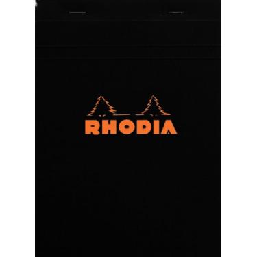 Imagem de Bloco de notas RHODIA cf162009, Nº 16 (A5), 80 folhas, grade de 5 mm, capa repelente de água, perfurada, preta