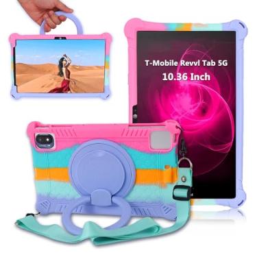 Imagem de ATOOZ Capa para tablet T-Mobile Revvl Tab 5G 10,36 polegadas, capa para tablet Teclast P25T com suporte de rotação de 360° e alça de ombro e caneta sensível ao toque Revvl Tab 5G 10,36 capa de