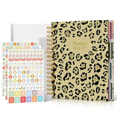 Imagem de Artake Agenda 2024-2025 Diário, Semanal e Mensal, Espiral, Janeiro de 2024 a Junho de 2025, Agenda de Capa Dura para Mulheres com Adesivos e Divisórias de 18 Meses, 20 x 25 cm, Leopardo
