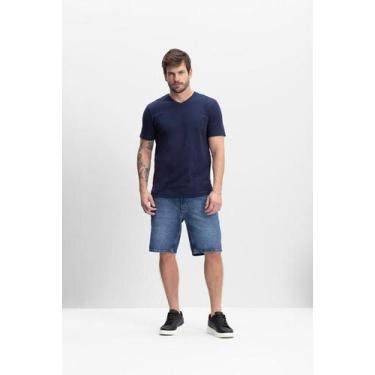 Imagem de Camiseta masculina em meia malha Essendi - P, G, Azul escuro