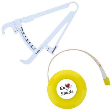 Imagem de Kit Avaliacao Fisica Medir Gordura Corporal Fita Metrica Imc Adipometr