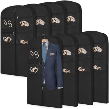 Imagem de Bolsa de roupa de 109 cm para viagem para pendurar roupas de armazenamento capa de terno com zíper e armazenamento de acessórios para casacos, vestidos, ternos