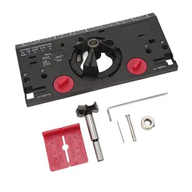 Imagem de Gabinete de Perfuração da Dobradiça para a Marcenaria de Marcenaria, Kit de Localização de Perfuração de Orifícios de Orifícios de 35 Mm Com Cortador e Bit de 1/16 Polegada,