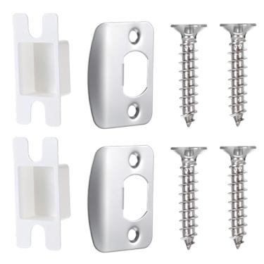 Imagem de LXUEJIE Conjunto de 2 placas universais de bloqueio de porta com 2 caixas de fivela e 8 parafusos, 5,8 cm x 4,5 cm. Placa de bloqueio de porta para porta fixa não trava, estendida para cobrir o