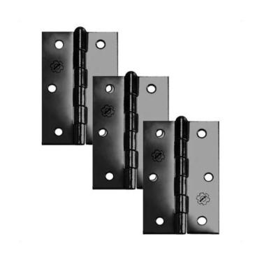 Imagem de Dobradiça Para Porta Silvana 4 Sem Rolamento Americana Embutir Preto Texturizado Com 3 Peças