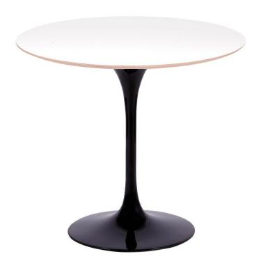 Imagem de Mesa Saarinen Redonda Fórmica Branca 124cm - Base Preta