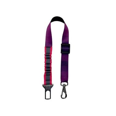 Imagem de Cinto de Segurança Pet Universal com Sistema de Amortecimento, Ajustável 48-72cm, Mosquetão Giratório com Trava de Segurança para Veículos (lilas)