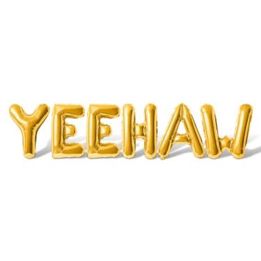 Imagem de Balões de letras de 40,6 cm - YEEHAW Balão Mylar de alumínio - Banner de balão de festa de aniversário (dourado)