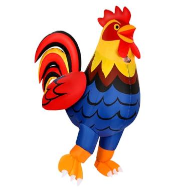 Imagem de Jenaai Fantasia inflável de galo para adultos, fantasia de galo inflável, com sopradores, design de janela transparente, fantasia divertida de cosplay de Halloween para homens e mulheres, festa de