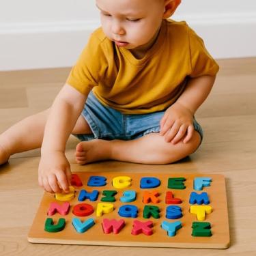 Imagem de Alfabeto Didático em Madeira com Letras Coloridas para Aprendizagem Infantil