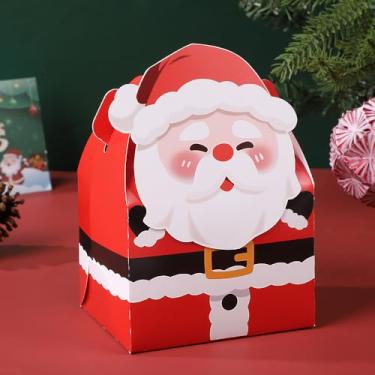 Imagem de Sacos de presente de Natal, reutilizáveis, quadrados, cartolina, resistente, fácil de usar, economia de espaço, presentes de armazenamento de presente de Natal (1 peça, Papai Noel)