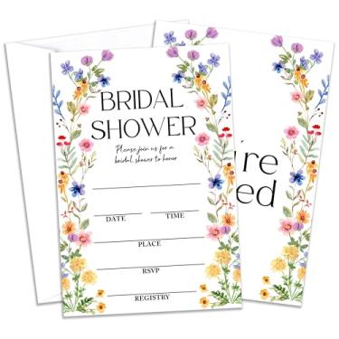 Imagem de Convites para chá de panela, convites de festa de casamento de flores silvestres, convites de preenchimento floral para festa de despedida de solteira, lembrancinhas de suprimentos de decoração de chá