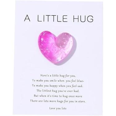 Imagem de Tiosen Abraço de coração de bolso com cartões comemorativos, conjunto de presente de relacionamento de longa distância, lembrança romântica para namorado namorada (rosa + branco)