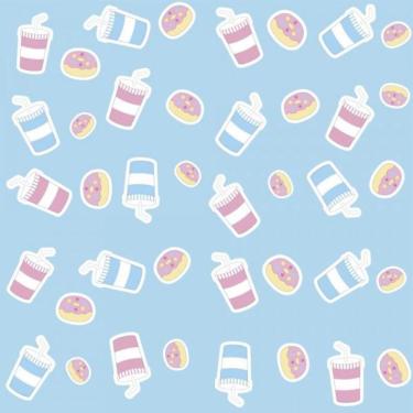 Imagem de Papel De Parede Infantil Milk Shake E Donuts
