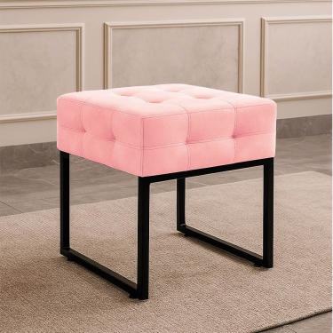 Imagem de Puff Sala Decorativo Industrial Elisa Suede Rosa Bebê D03 - D'rossi