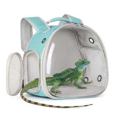 Imagem de WEVONIGU Mochila Transportadora De Cobaia, Mochila Transportadora De Dragão Barbudo Com Janela De Bolha Transparente, Mochila De Viagem Para Animais Pequenos Para Rato Ouriço, Camaleão, Coelho, Planad